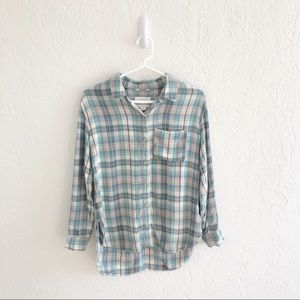 Treasure & Bond Plaid Flannel Boyfriend Shirt XS